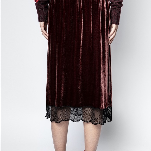 ❌SOLD❌NWT ZADIG & VOLTAIRE Silk Velvet Jillian Skirt - Picture 7 of 15